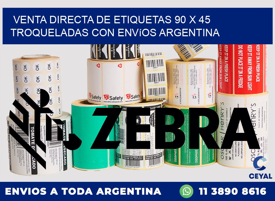 Venta directa de etiquetas 90 x 45 troqueladas con envíos Argentina