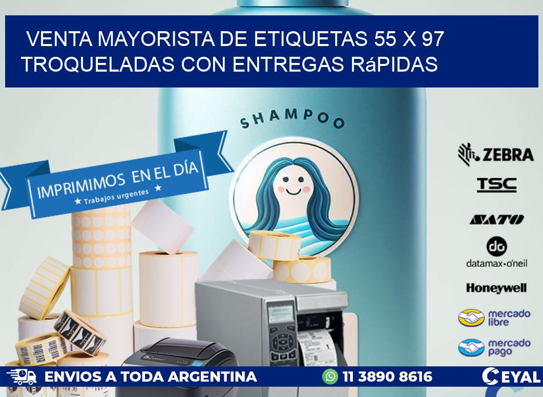 Venta mayorista de etiquetas 55 x 97 troqueladas con entregas rápidas