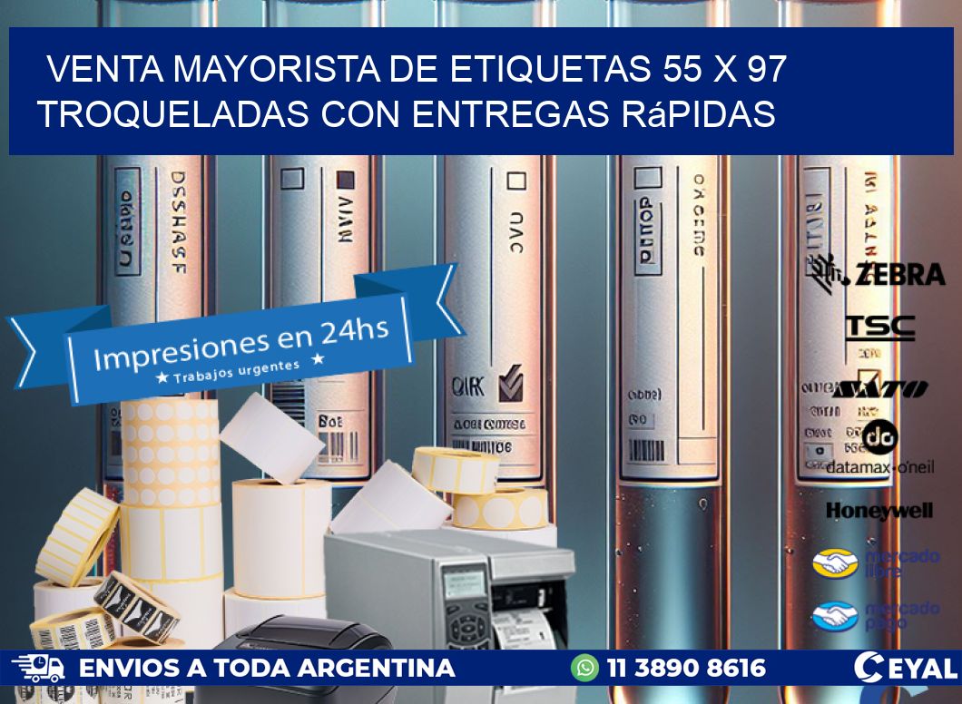 Venta mayorista de etiquetas 55 x 97 troqueladas con entregas rápidas