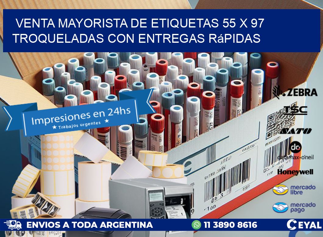 Venta mayorista de etiquetas 55 x 97 troqueladas con entregas rápidas