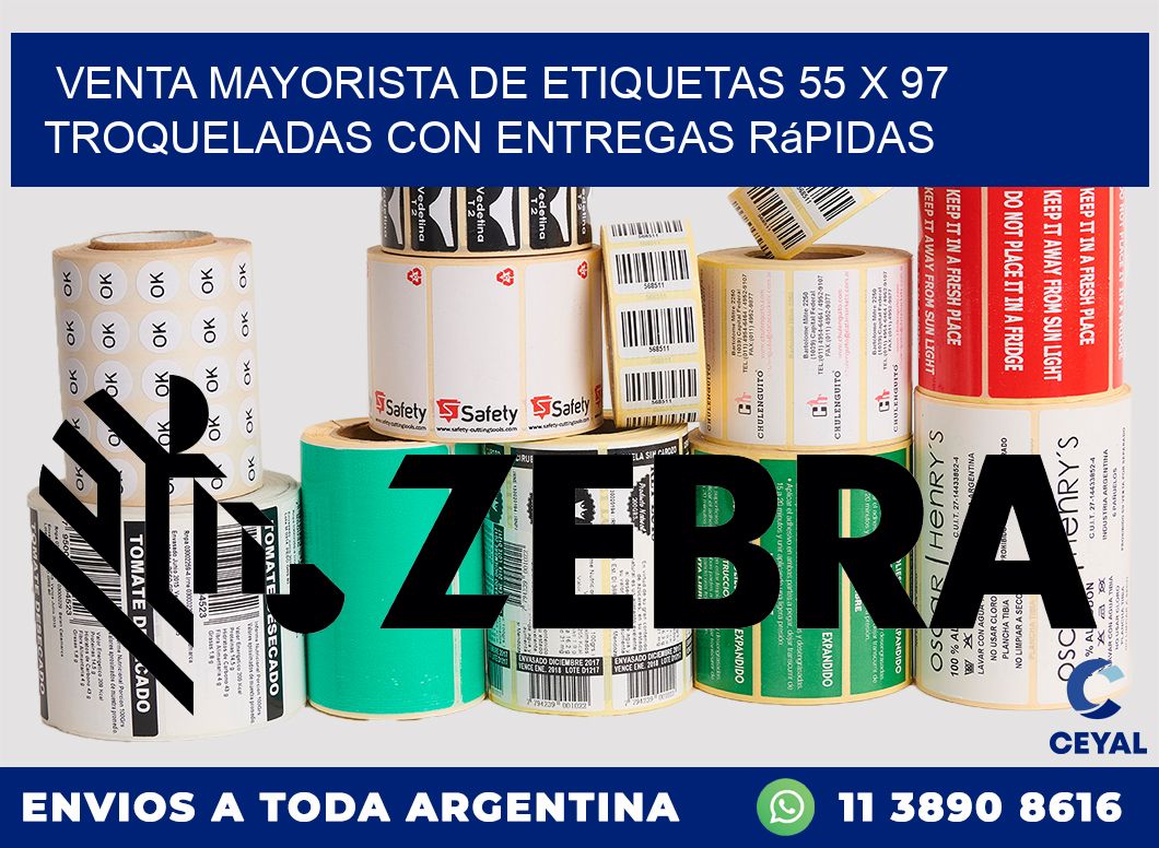 Venta mayorista de etiquetas 55 x 97 troqueladas con entregas rápidas