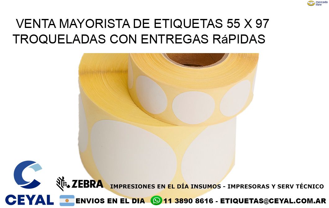 Venta mayorista de etiquetas 55 x 97 troqueladas con entregas rápidas