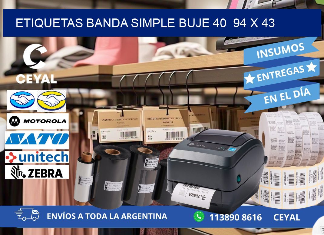 etiquetas banda simple buje 40  94 x 43