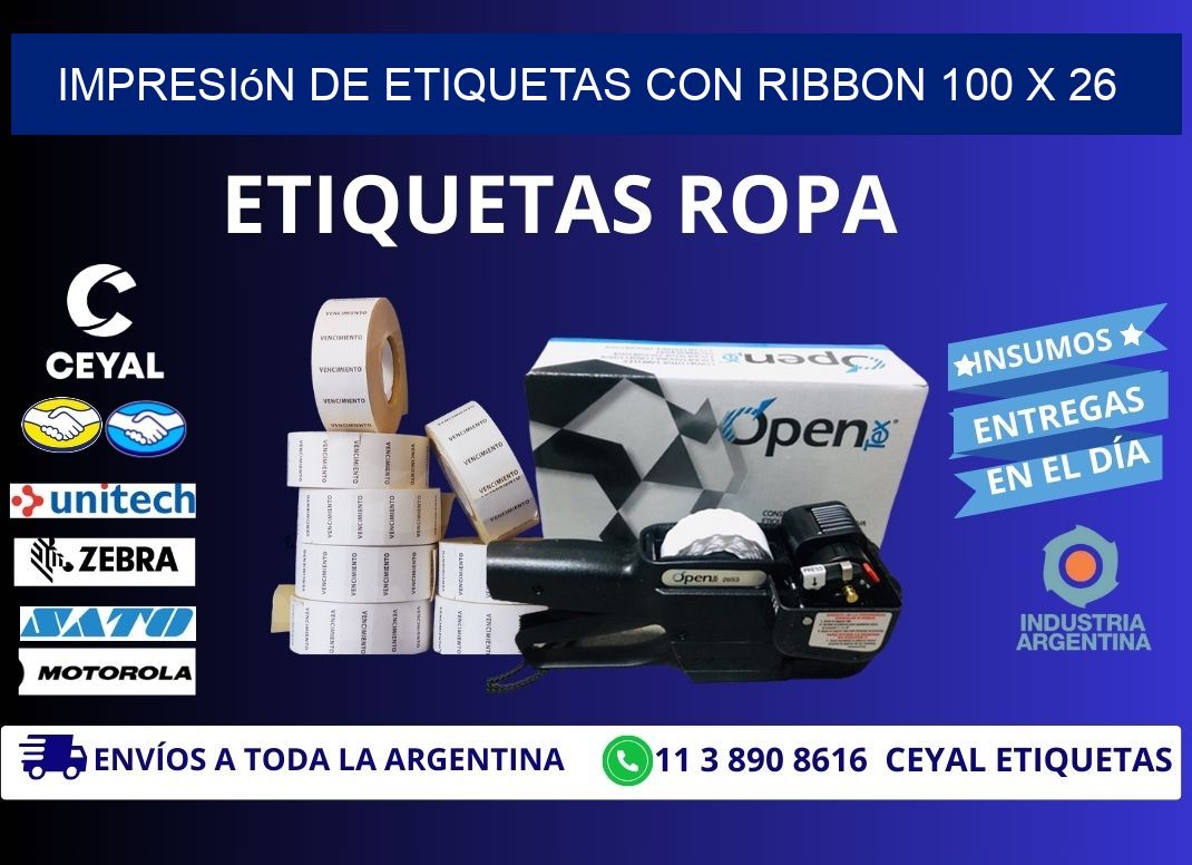 impresión de etiquetas con ribbon 100 x 26