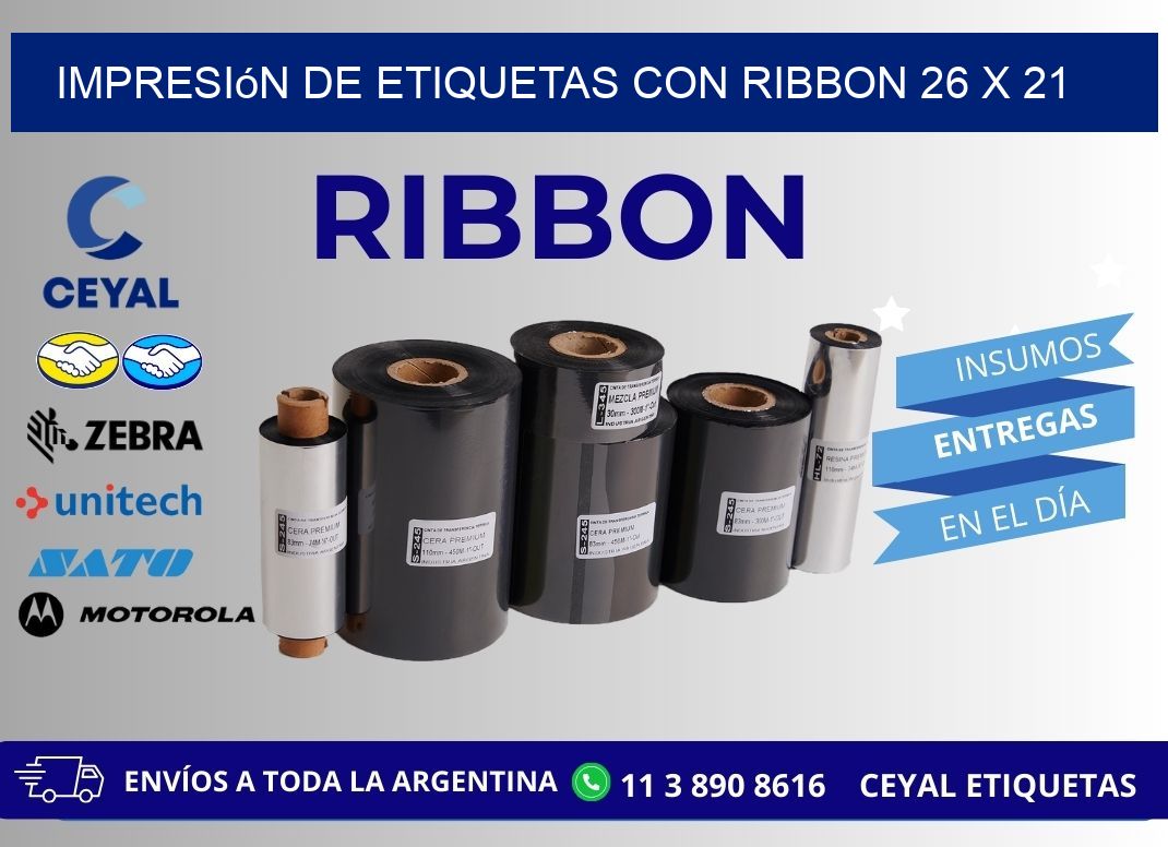 impresión de etiquetas con ribbon 26 x 21