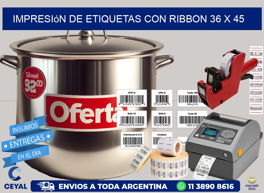 impresión de etiquetas con ribbon 36 x 45