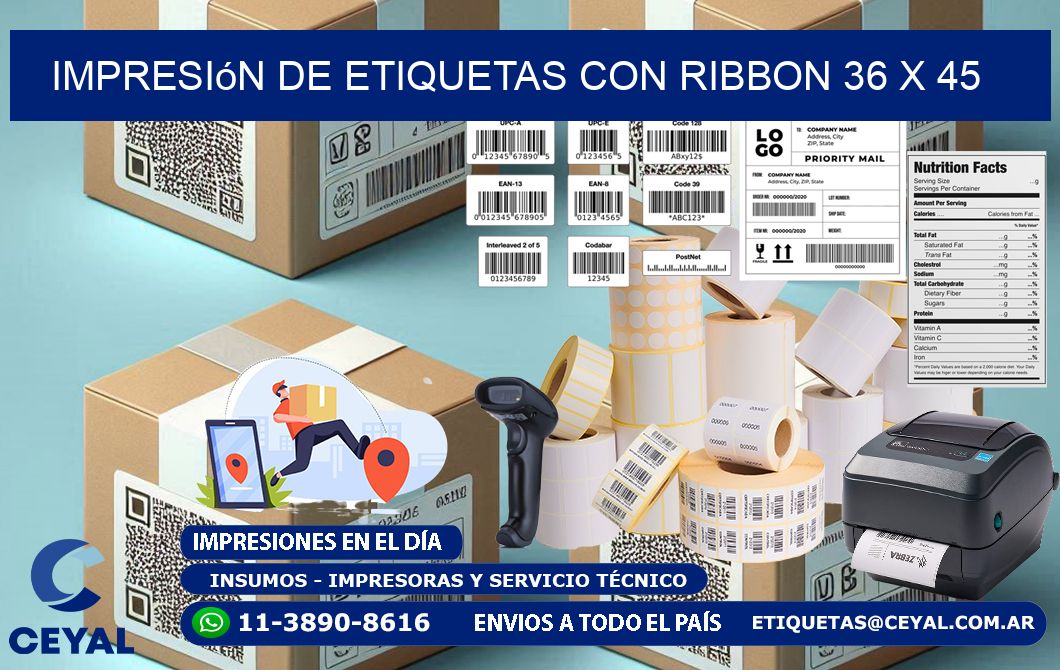 impresión de etiquetas con ribbon 36 x 45