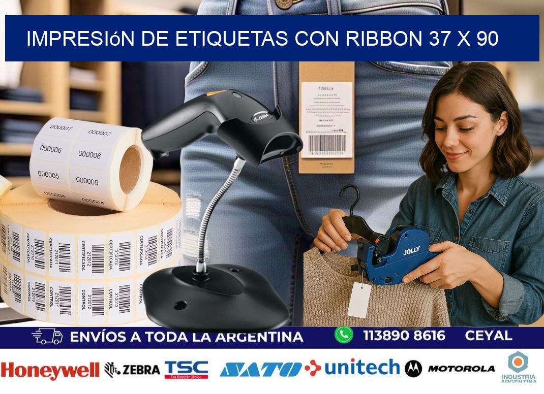 impresión de etiquetas con ribbon 37 x 90