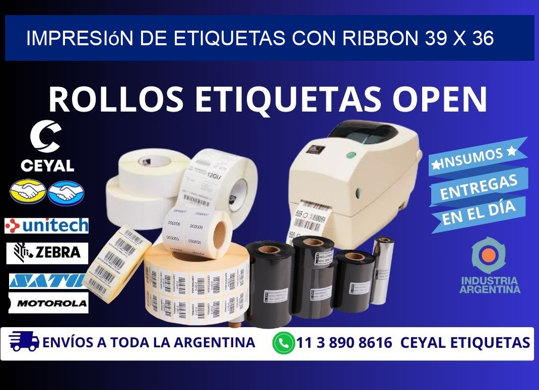 impresión de etiquetas con ribbon 39 x 36