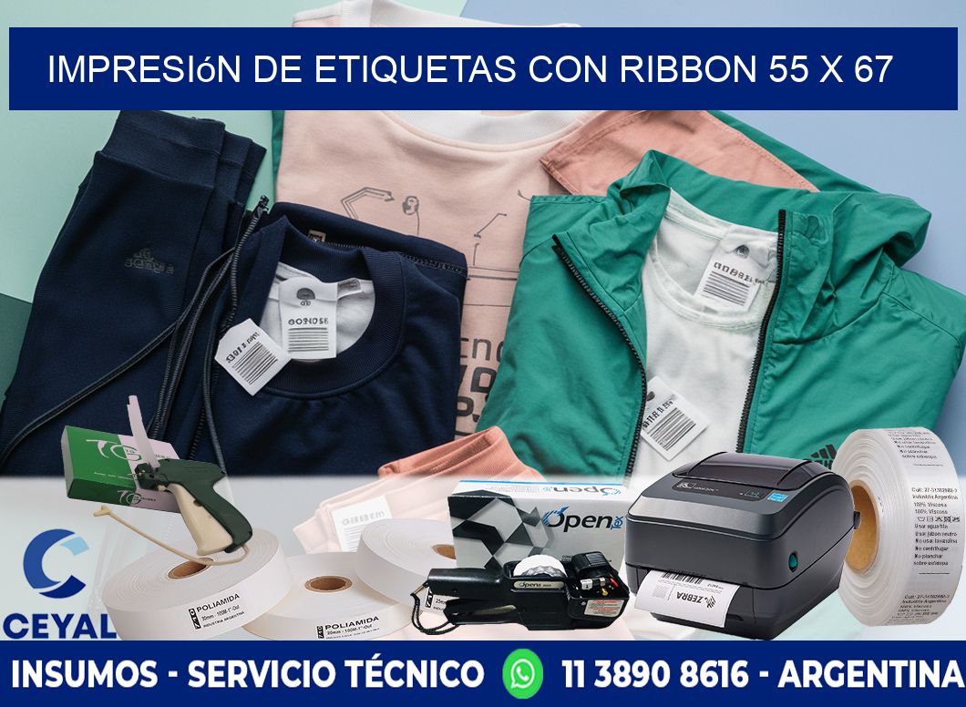 impresión de etiquetas con ribbon 55 x 67