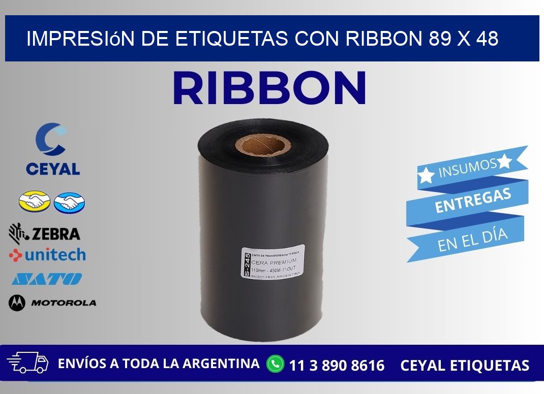 impresión de etiquetas con ribbon 89 x 48