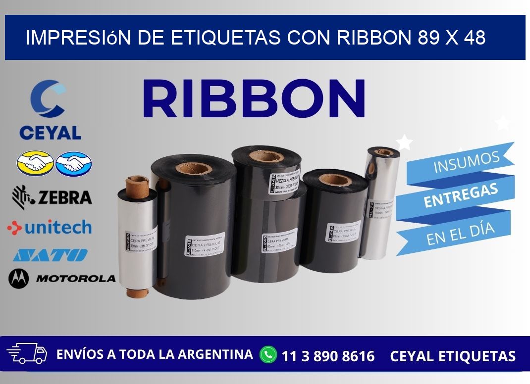 impresión de etiquetas con ribbon 89 x 48