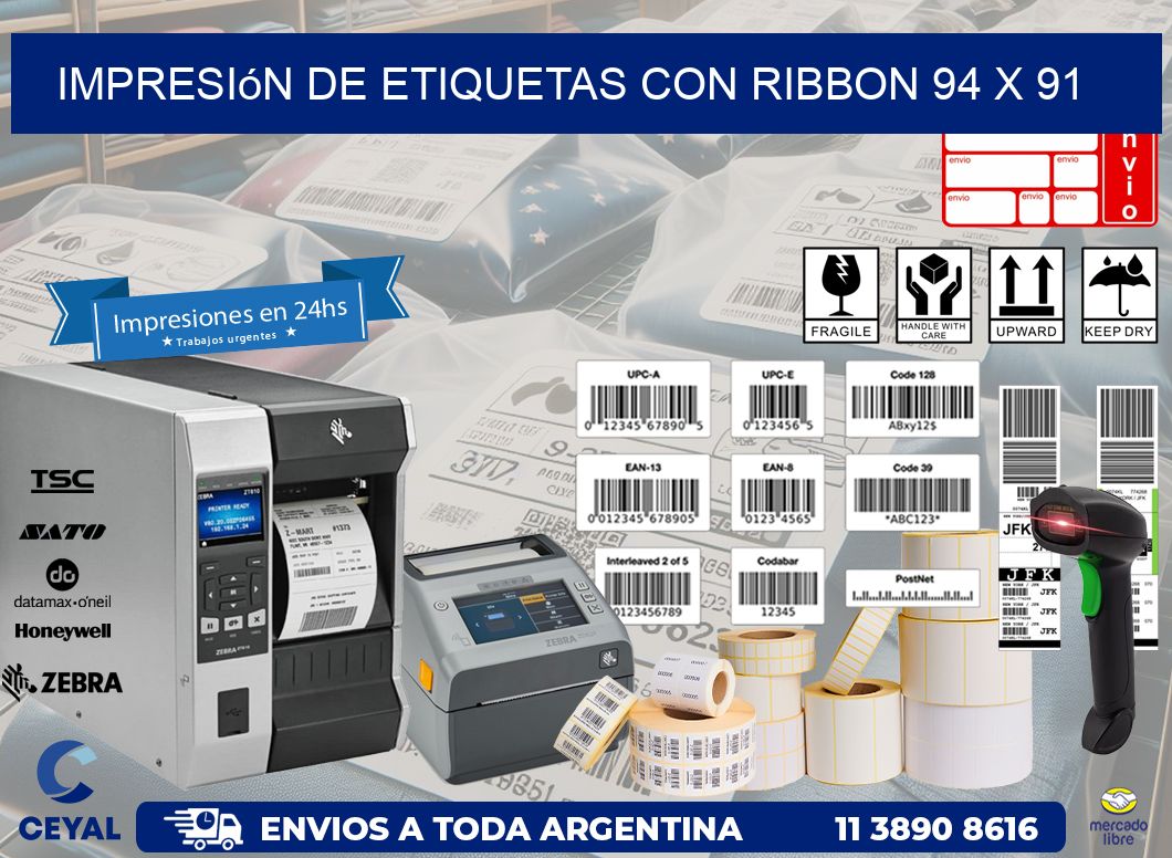 impresión de etiquetas con ribbon 94 x 91