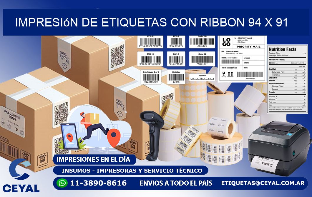 impresión de etiquetas con ribbon 94 x 91