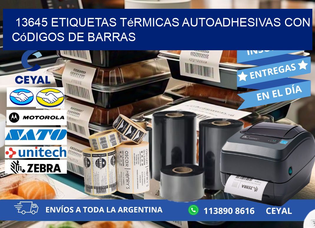 13645 Etiquetas térmicas autoadhesivas con códigos de barras