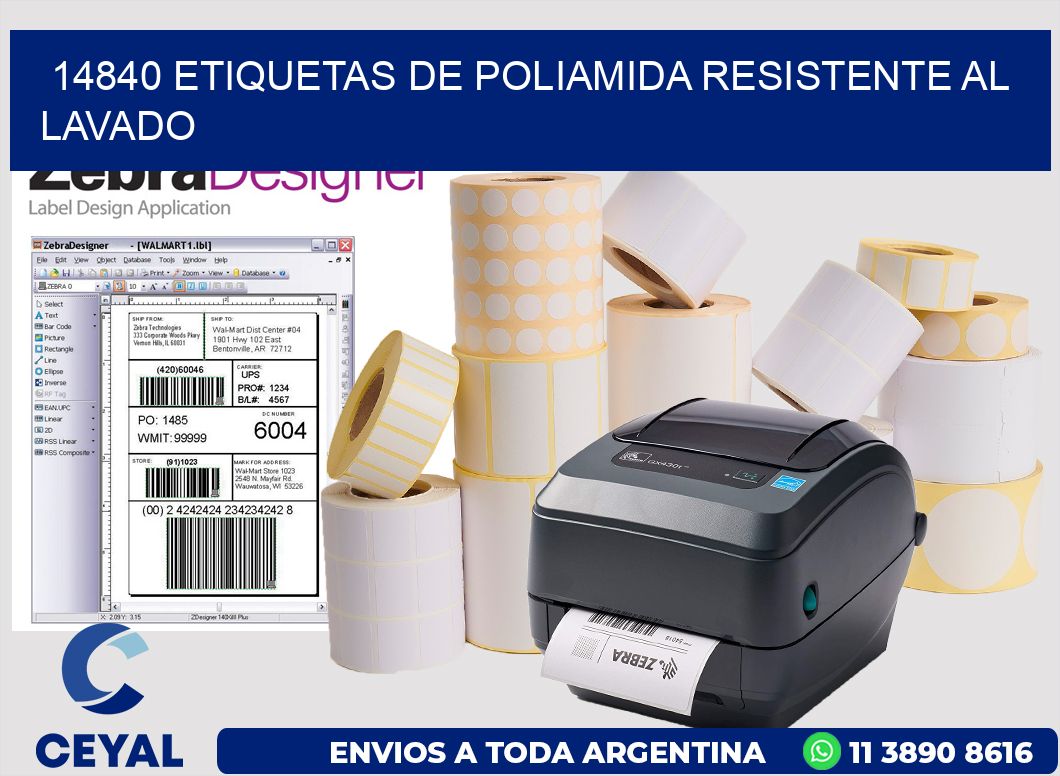 14840 Etiquetas de poliamida resistente al lavado
