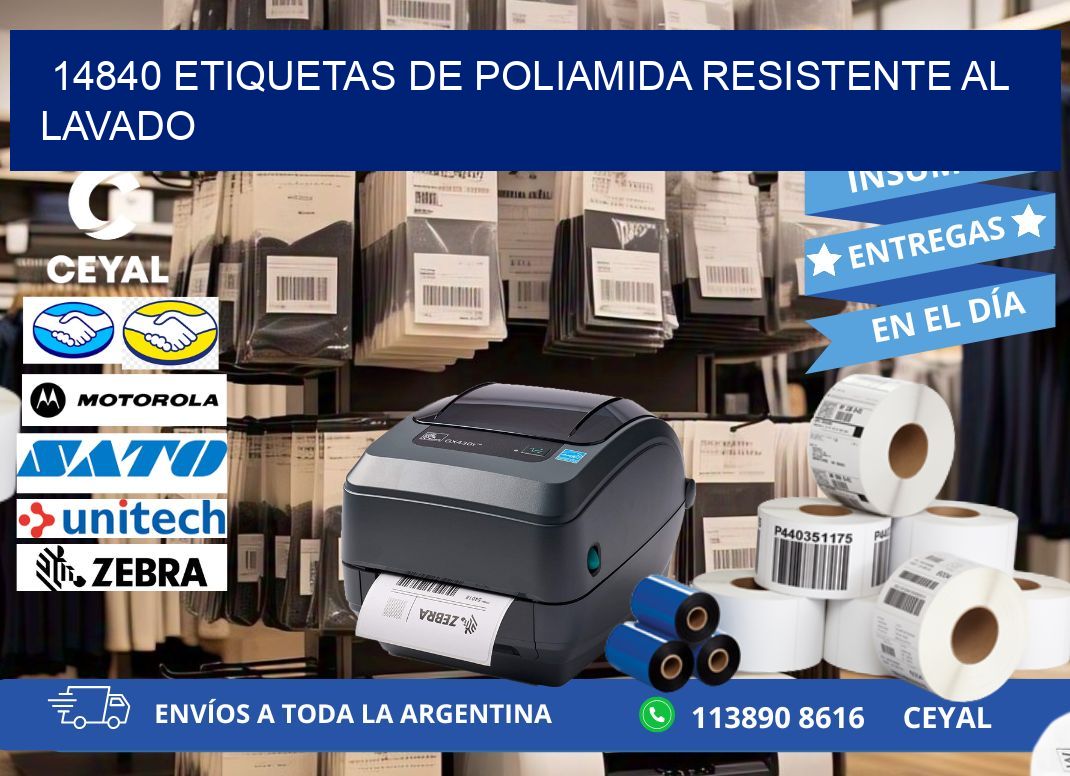 14840 Etiquetas de poliamida resistente al lavado