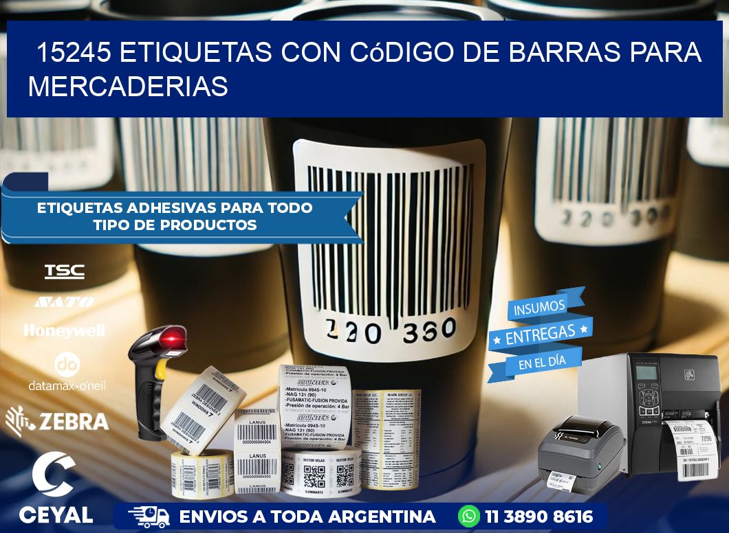 15245 etiquetas con código de barras para mercaderias