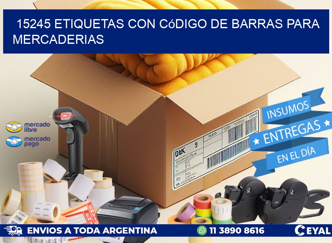 15245 etiquetas con código de barras para mercaderias