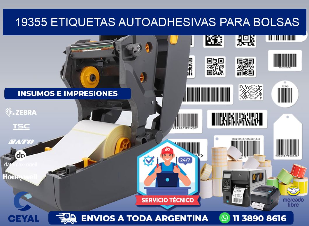 19355 etiquetas autoadhesivas para bolsas