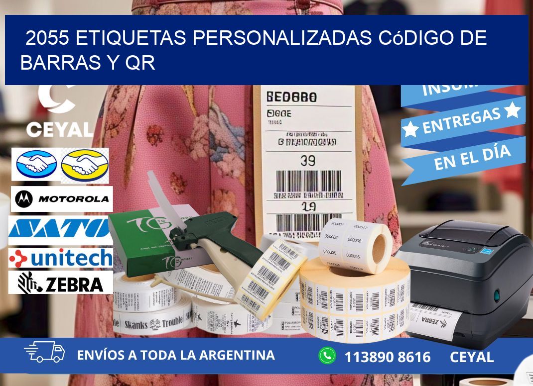 2055 etiquetas personalizadas código de barras y QR