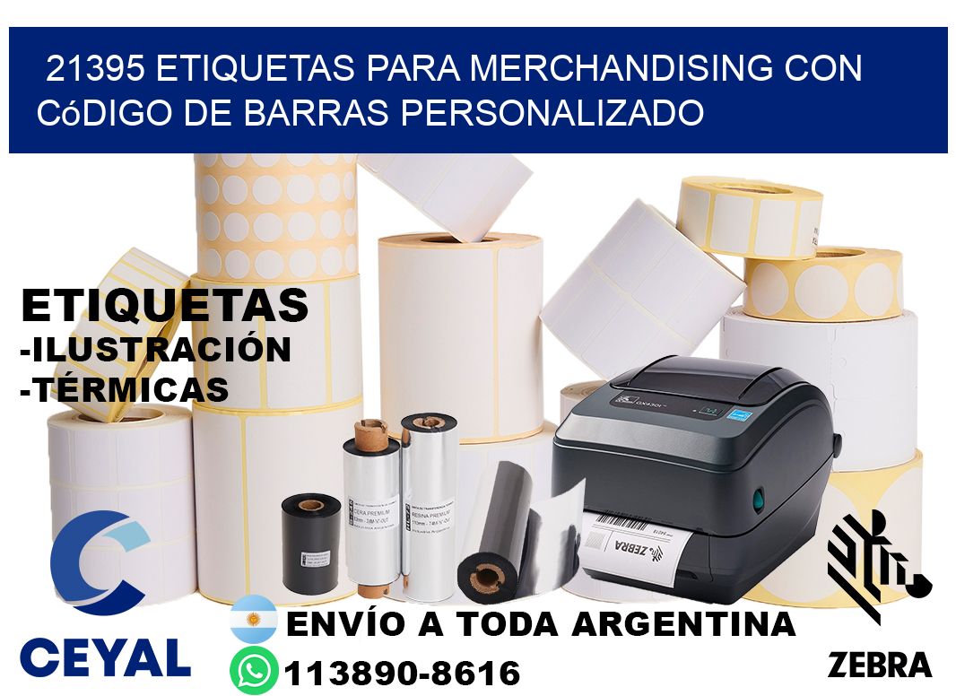 21395 etiquetas para merchandising con código de barras personalizado
