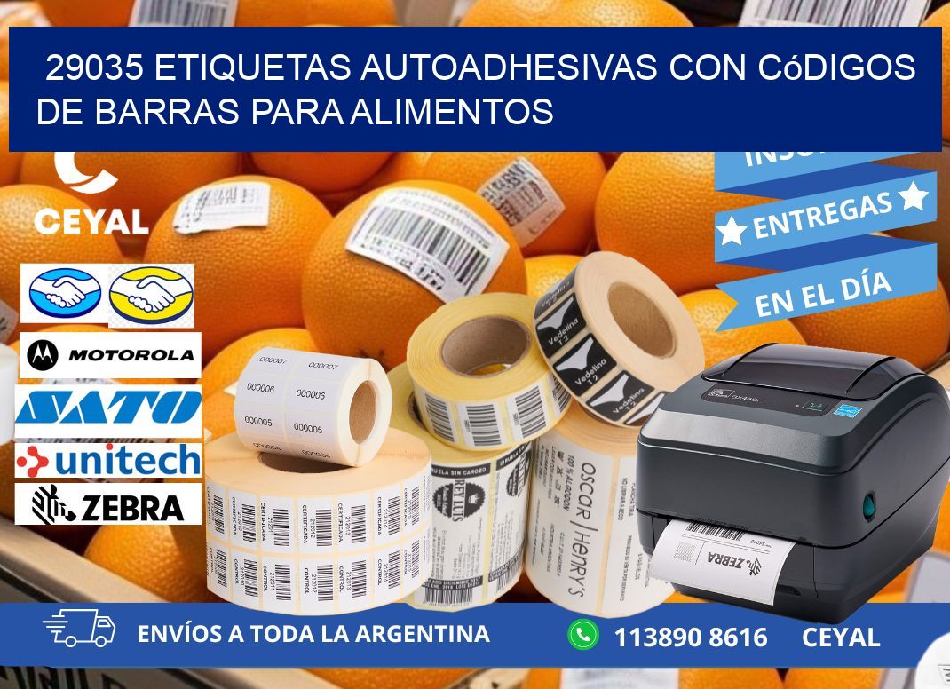 29035 Etiquetas autoadhesivas con códigos de barras para alimentos
