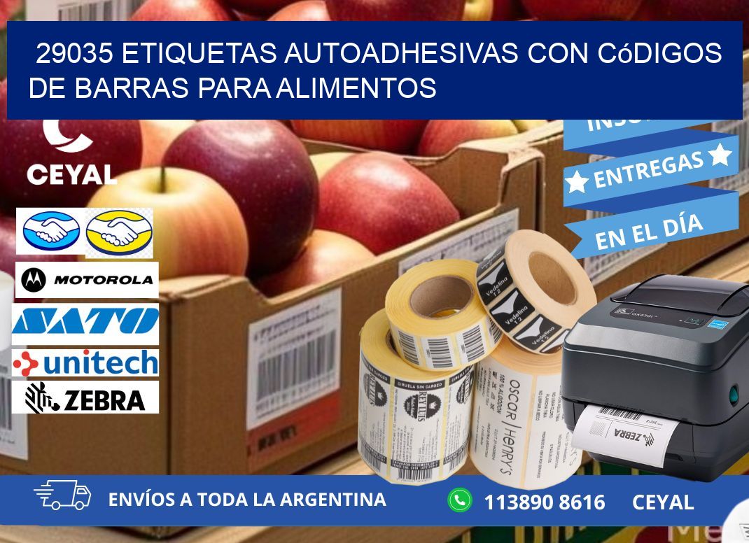 29035 Etiquetas autoadhesivas con códigos de barras para alimentos