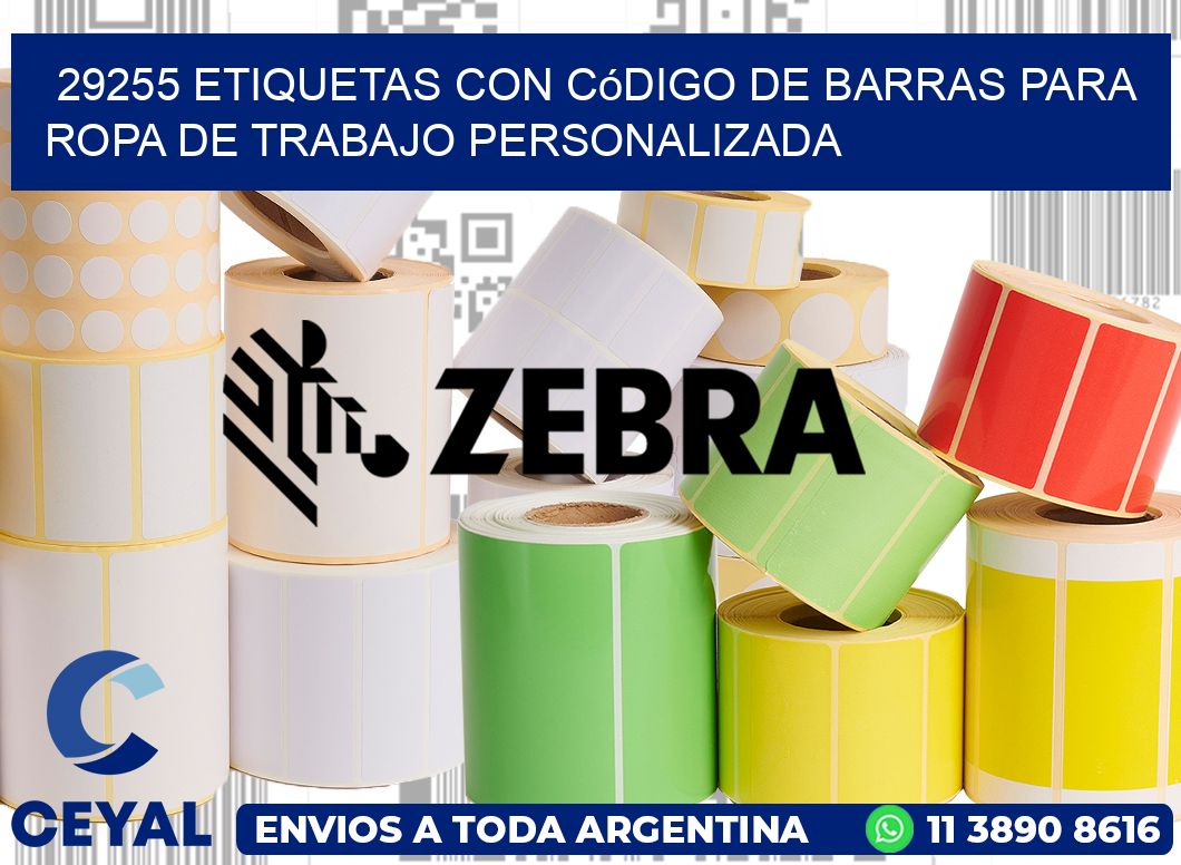 29255 Etiquetas con código de barras para ropa de trabajo personalizada