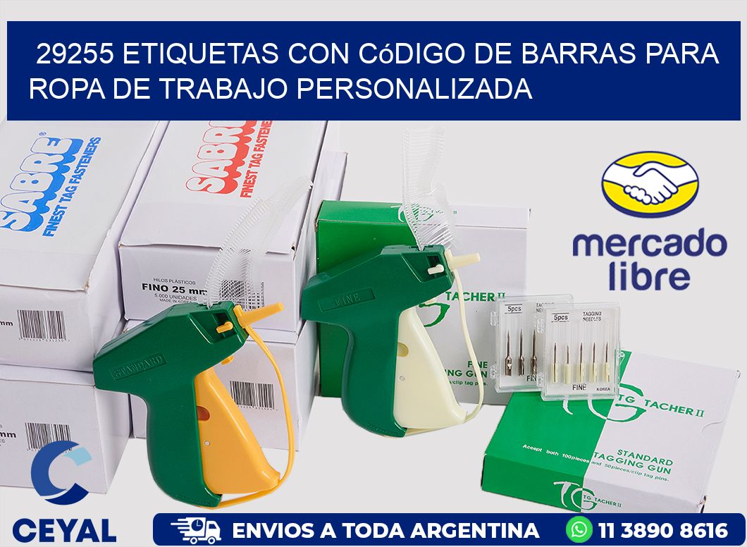 29255 Etiquetas con código de barras para ropa de trabajo personalizada