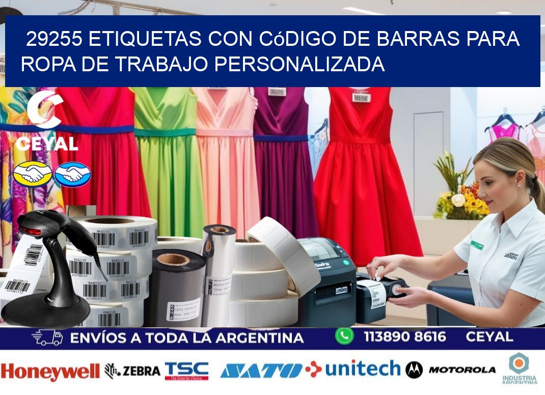 29255 Etiquetas con código de barras para ropa de trabajo personalizada
