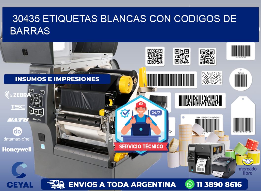 30435 etiquetas blancas con codigos de barras
