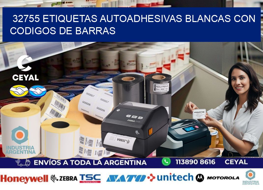32755 etiquetas autoadhesivas blancas con codigos de barras