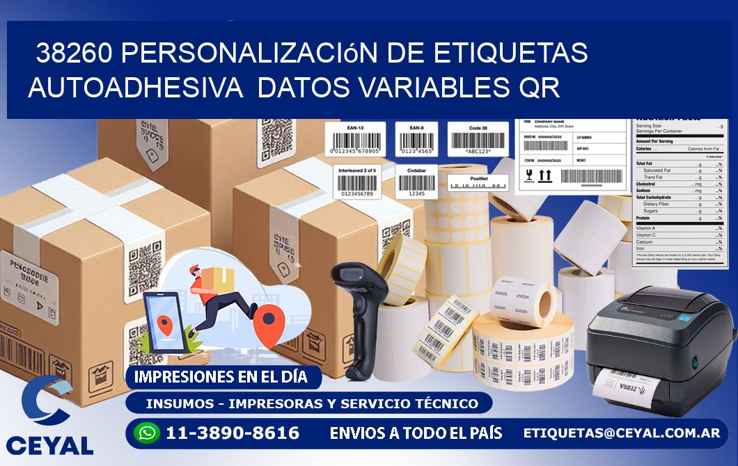 38260 Personalización de etiquetas autoadhesiva  datos variables QR