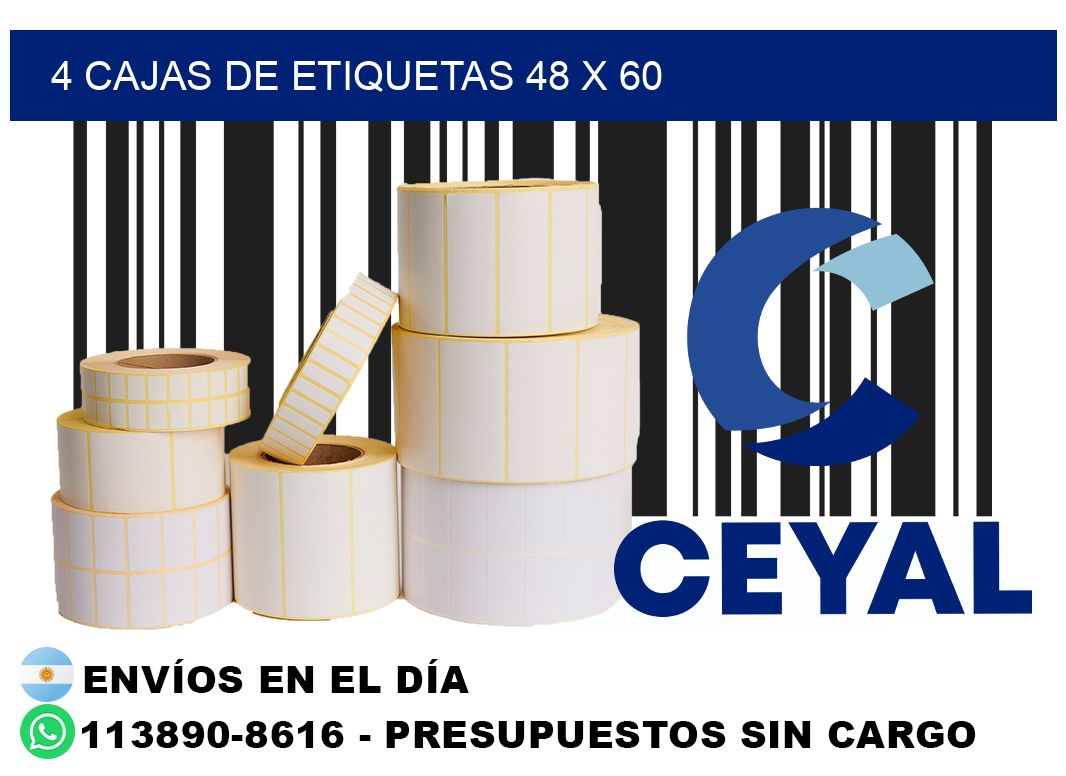 4 cajas de etiquetas 48 x 60