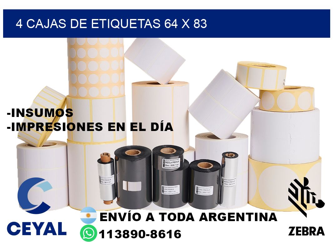 4 cajas de etiquetas 64 x 83