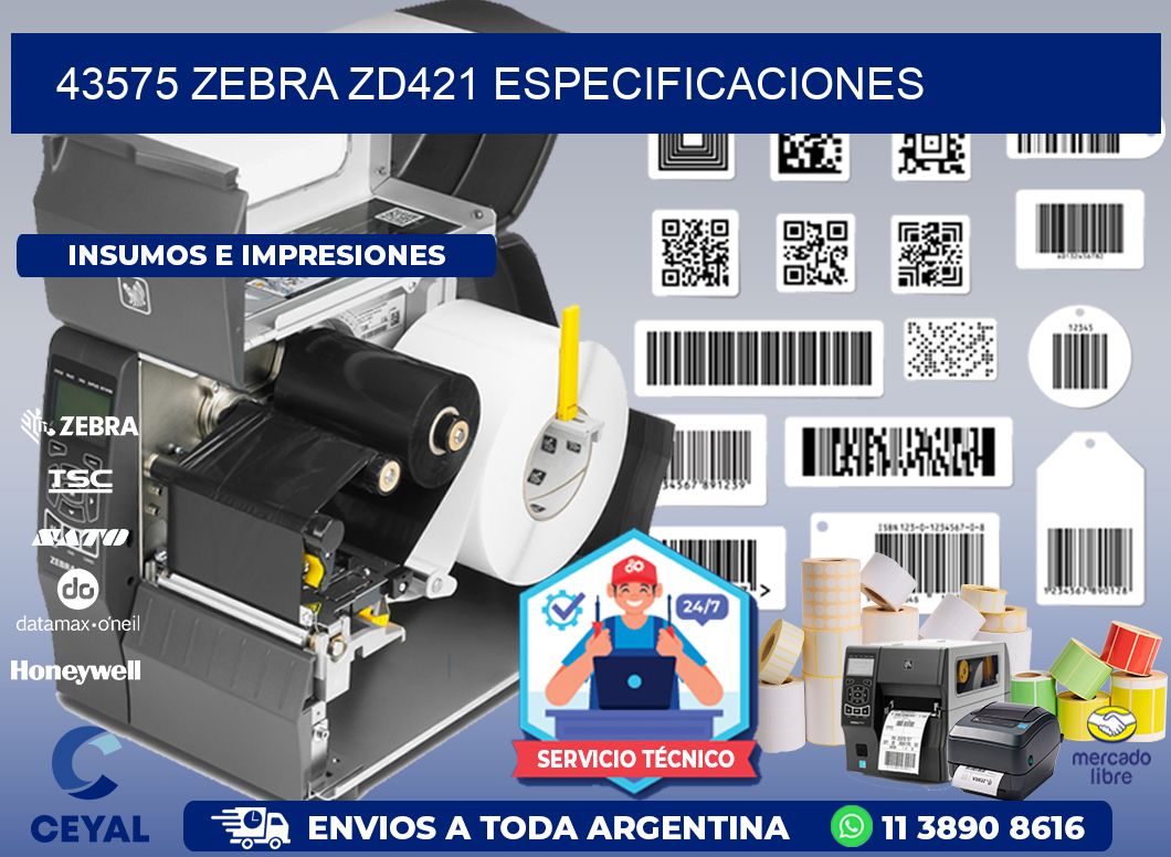 43575 Zebra ZD421 especificaciones