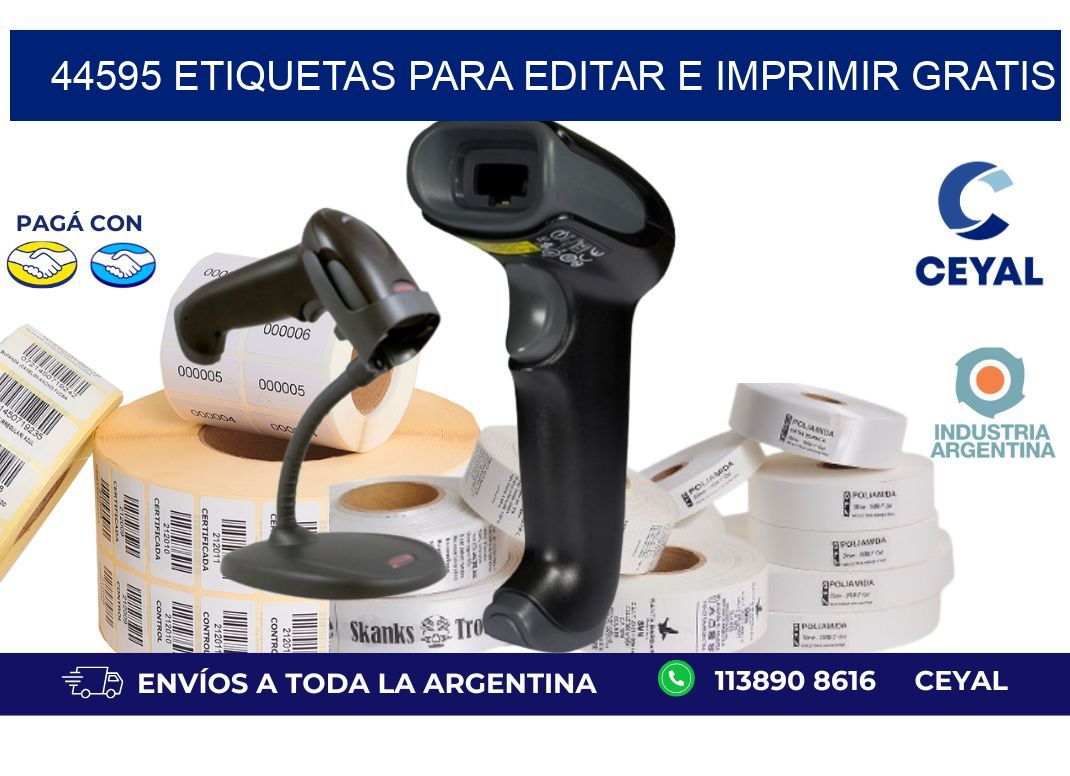 44595 Etiquetas para editar e imprimir gratis