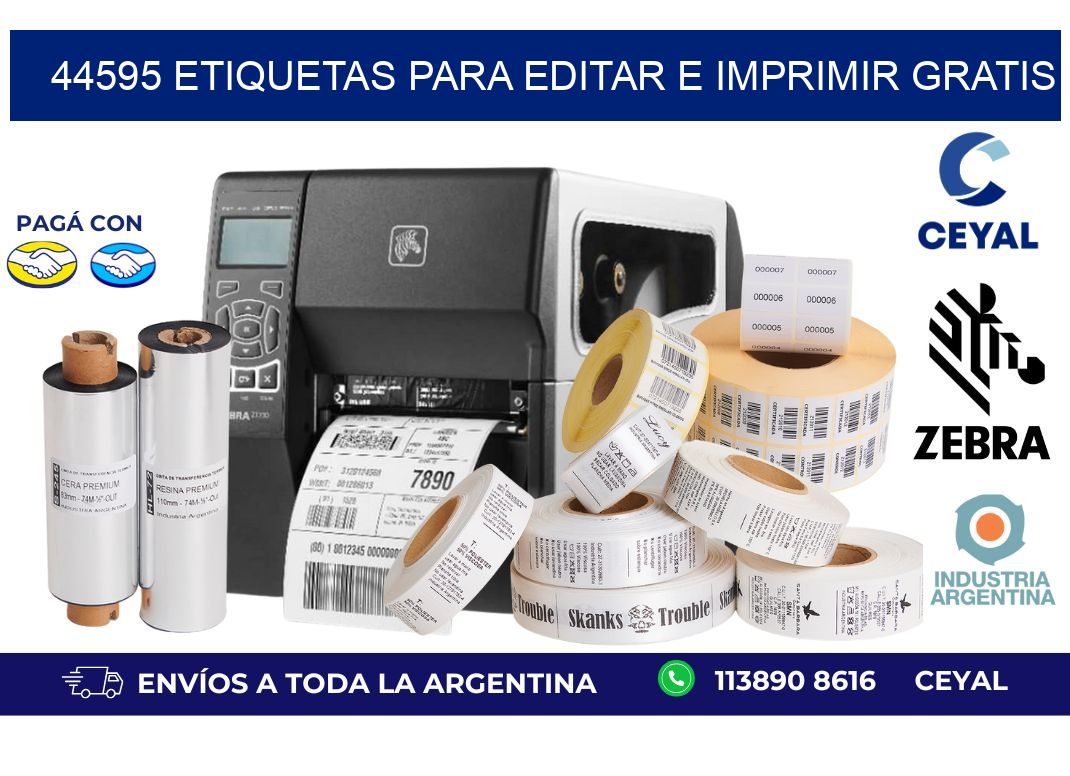 44595 Etiquetas para editar e imprimir gratis