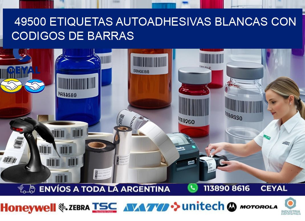 49500 etiquetas autoadhesivas blancas con codigos de barras