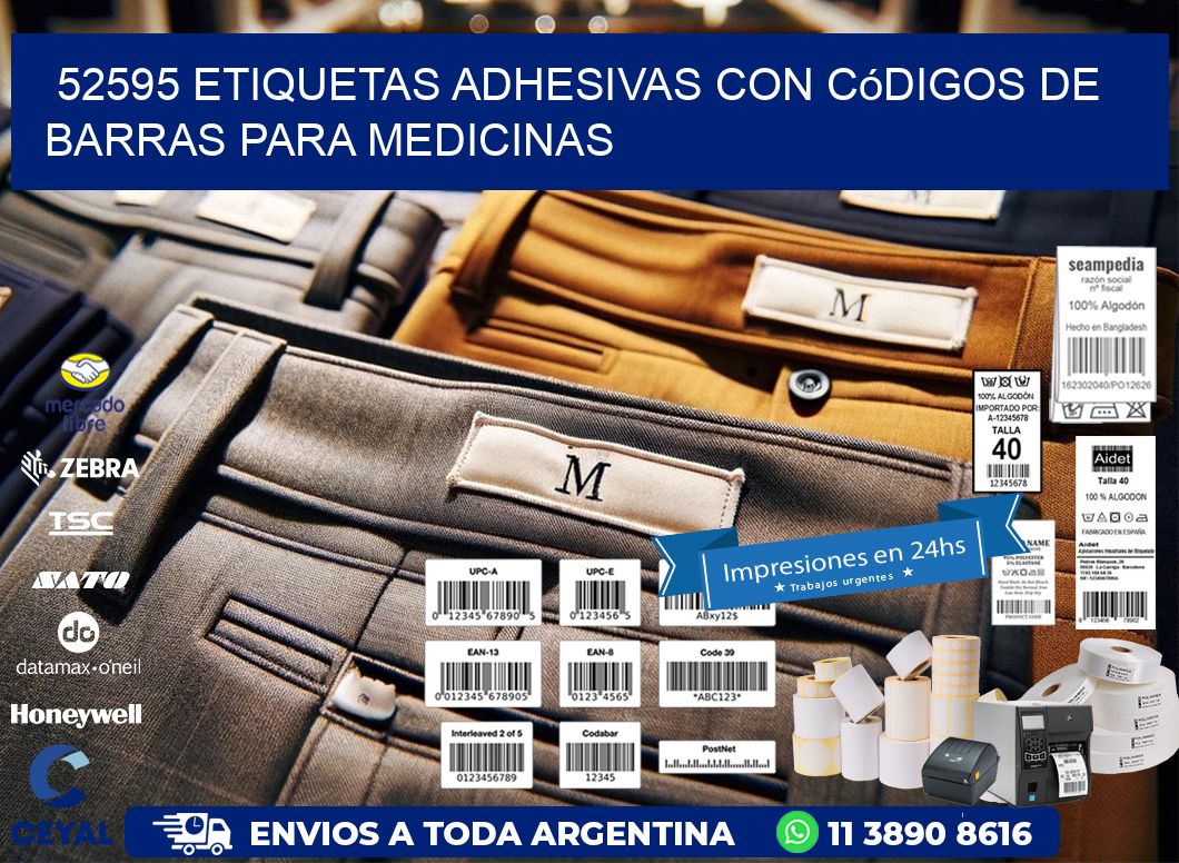 52595 etiquetas adhesivas con códigos de barras para medicinas