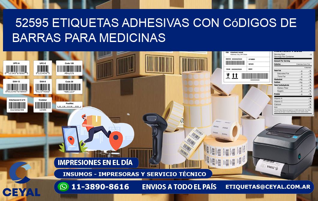 52595 etiquetas adhesivas con códigos de barras para medicinas