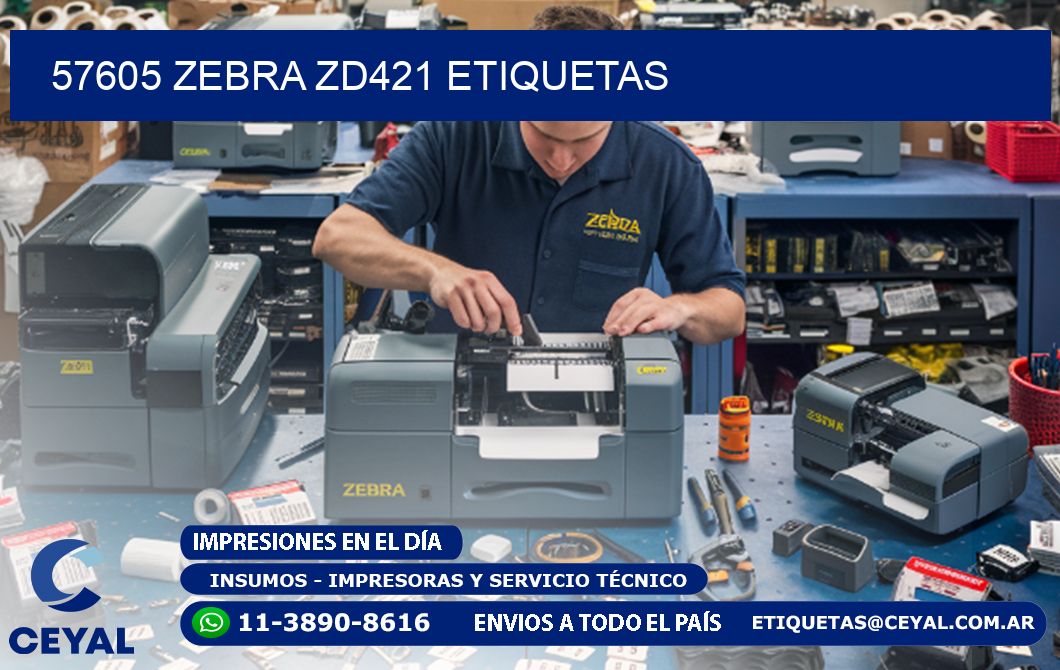 57605 Zebra ZD421 etiquetas