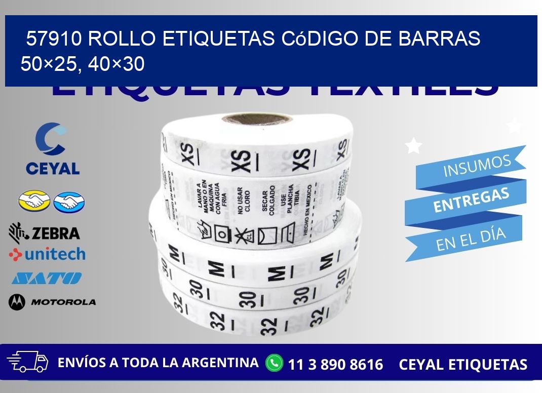 57910 rollo etiquetas código de barras 50×25, 40×30