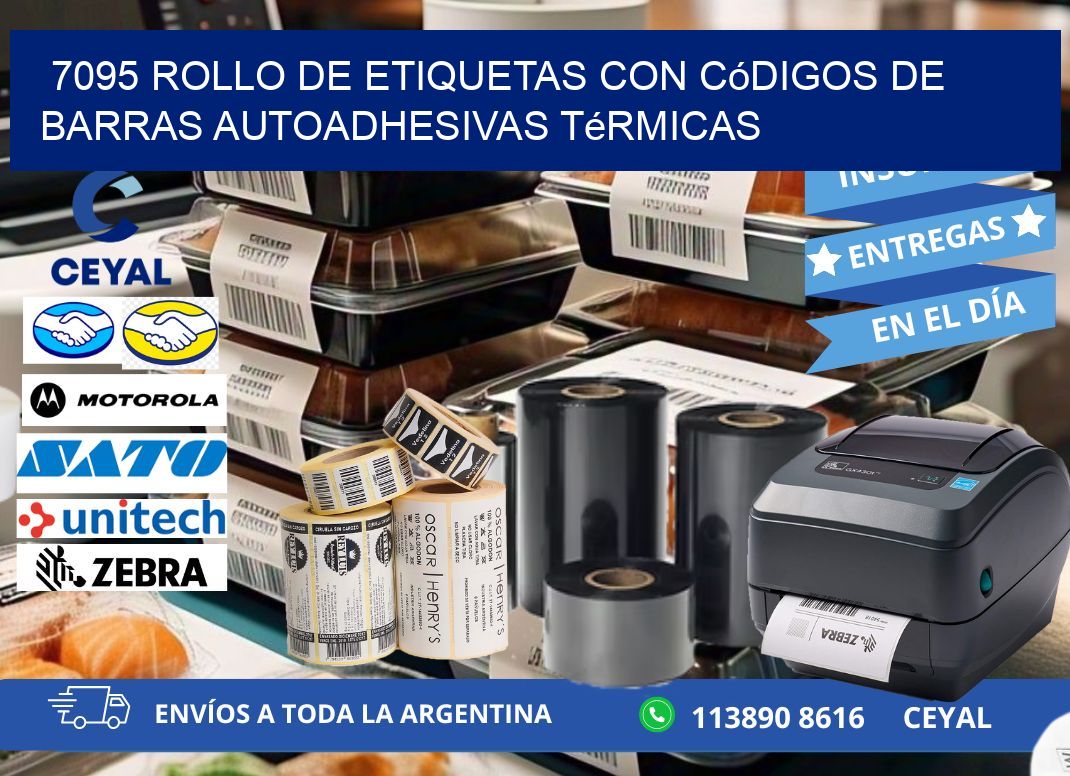 7095 Rollo de etiquetas con códigos de barras autoadhesivas térmicas
