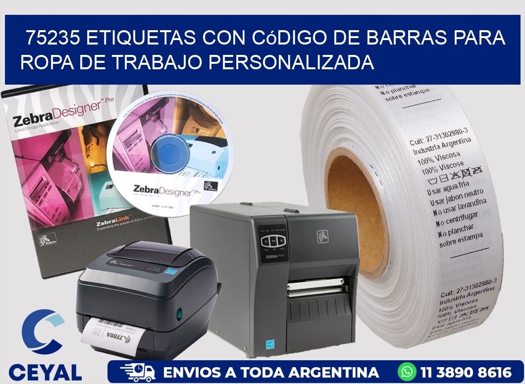 75235 Etiquetas con código de barras para ropa de trabajo personalizada