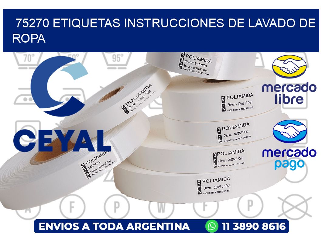 75270 etiquetas instrucciones de lavado de ropa