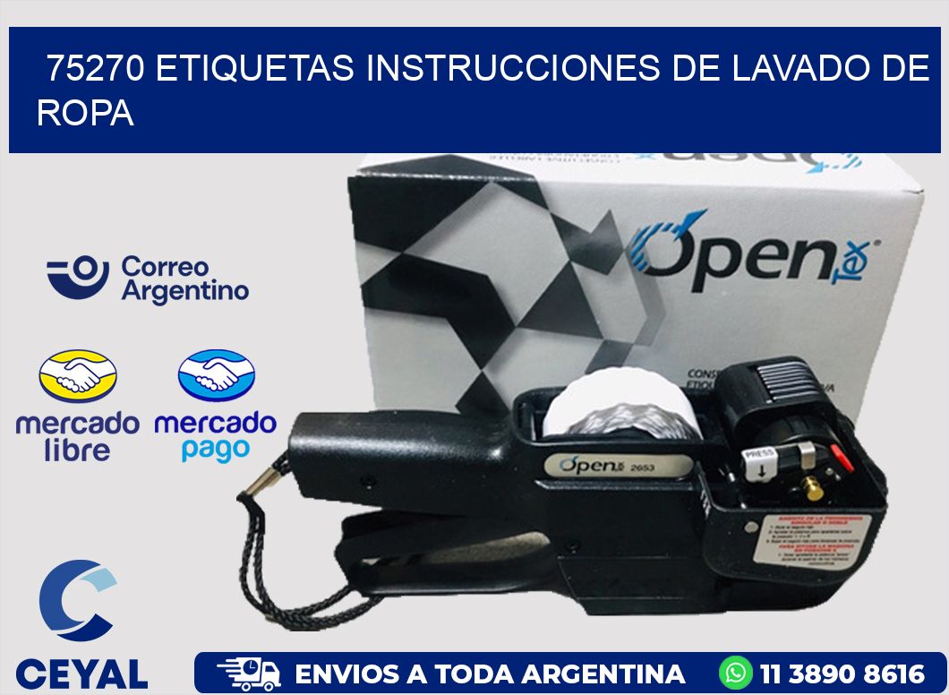 75270 etiquetas instrucciones de lavado de ropa