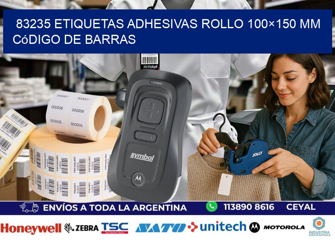 83235 etiquetas adhesivas rollo 100×150 mm código de barras