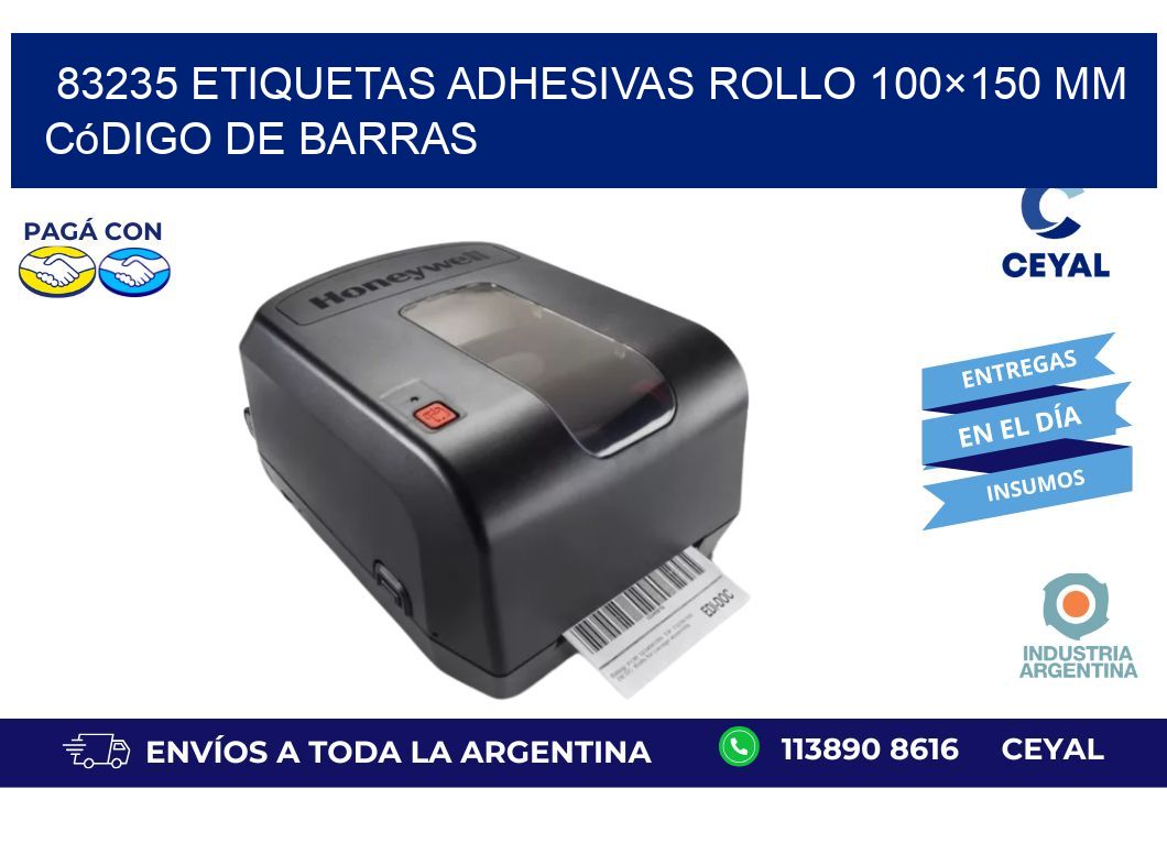 83235 etiquetas adhesivas rollo 100×150 mm código de barras